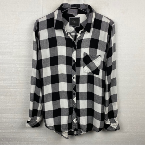 Rails Tops - Rails Buffalo Check Flannel M Black White Button
